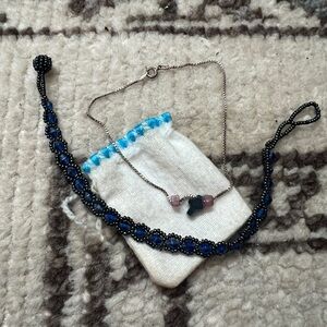 Bundle of TWO beaded anklets